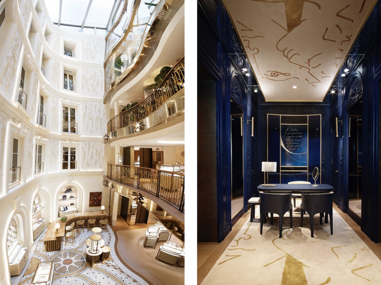 Newly reopened CARTIER flagship store in Paris on Champs Elysees